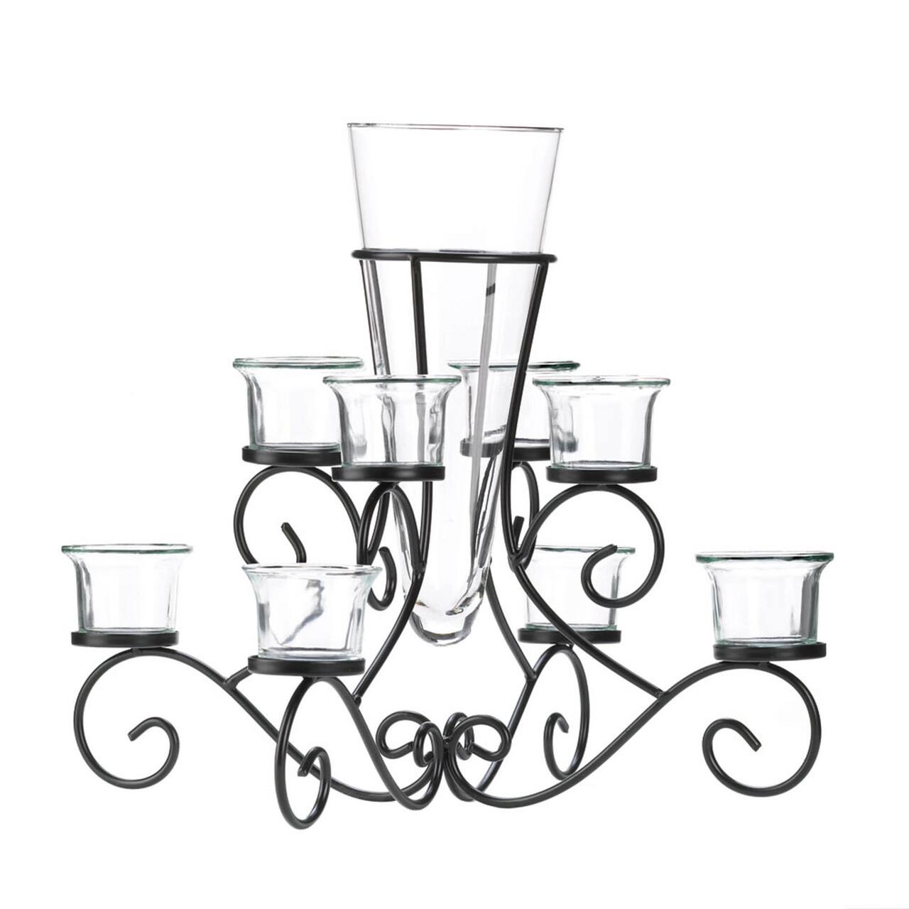 15&#x22; Scrollwork Candle Stand with Vase